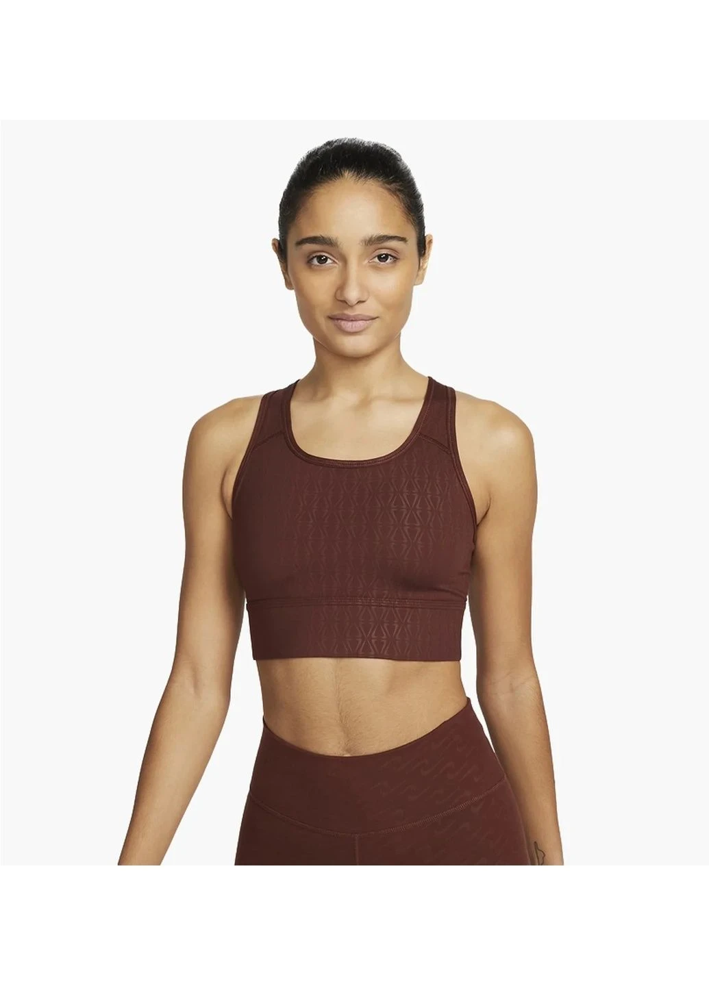 Спортивний топ жіночий Nike Womens Medium-Support 1-Piece Pad Longline Printed Sports Bra Bordo Dm0553-273 (DM0553-273) — фото 1