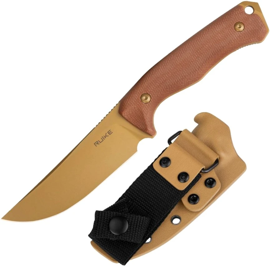 Ніж фіксований мисливський  Ruike F186-MN, (11.8 см) D2 / Micarta коричневий — фото 1