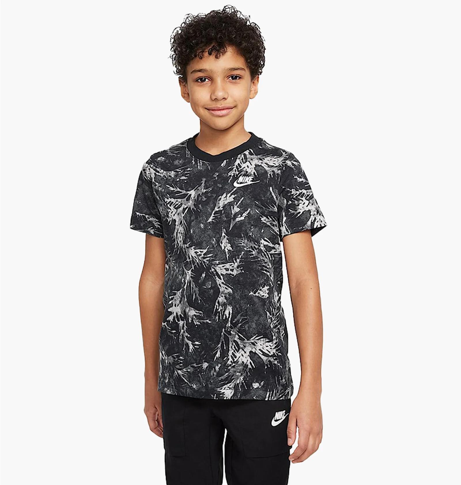 Футболка дитяча Nike T-Shirt Camo Leaf Aop Black (DQ3857-010) — фото 1