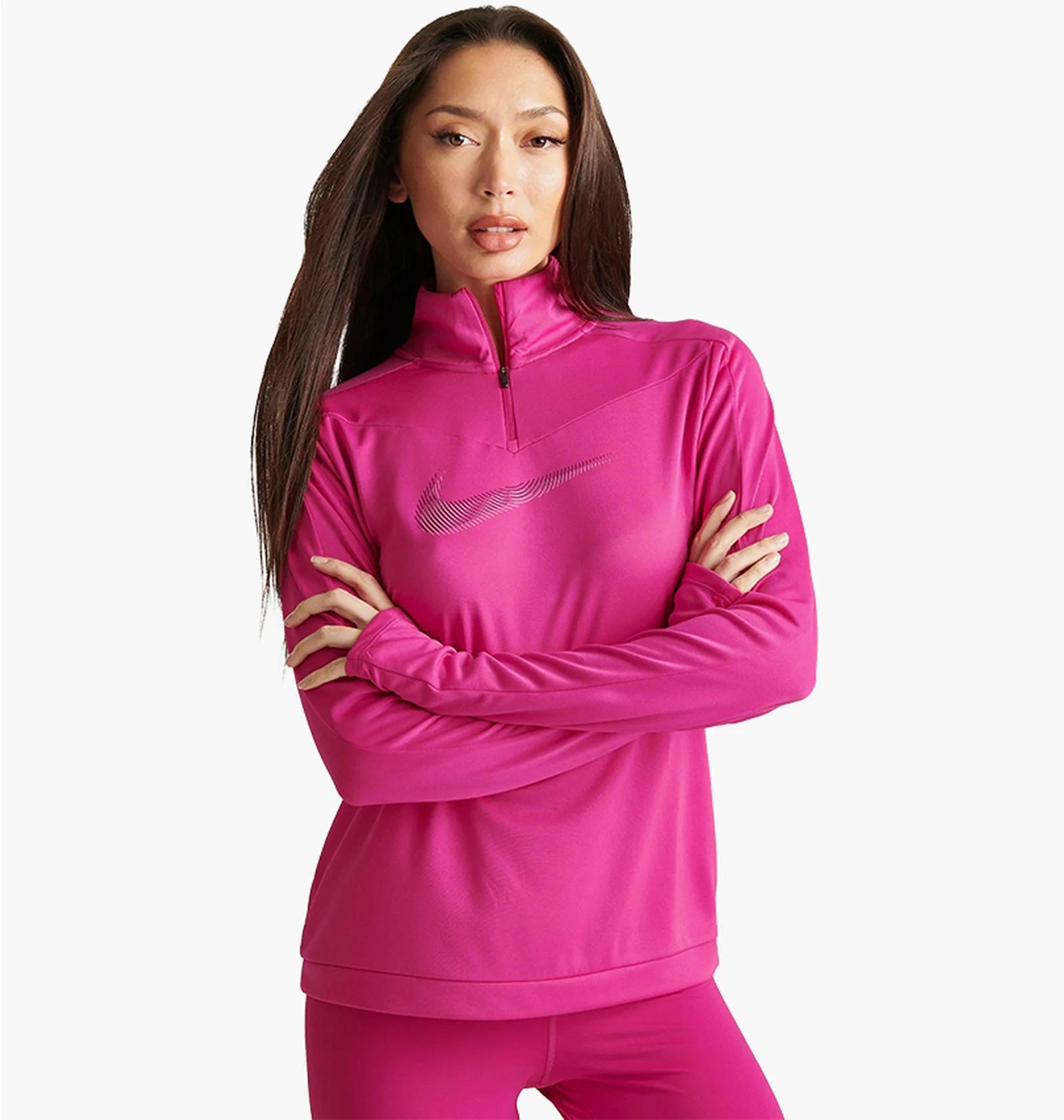 Кофта жіночі Nike Dri-Fit Swoosh Quarter-Zip Running Top Pink (FB4687-615) — фото 1