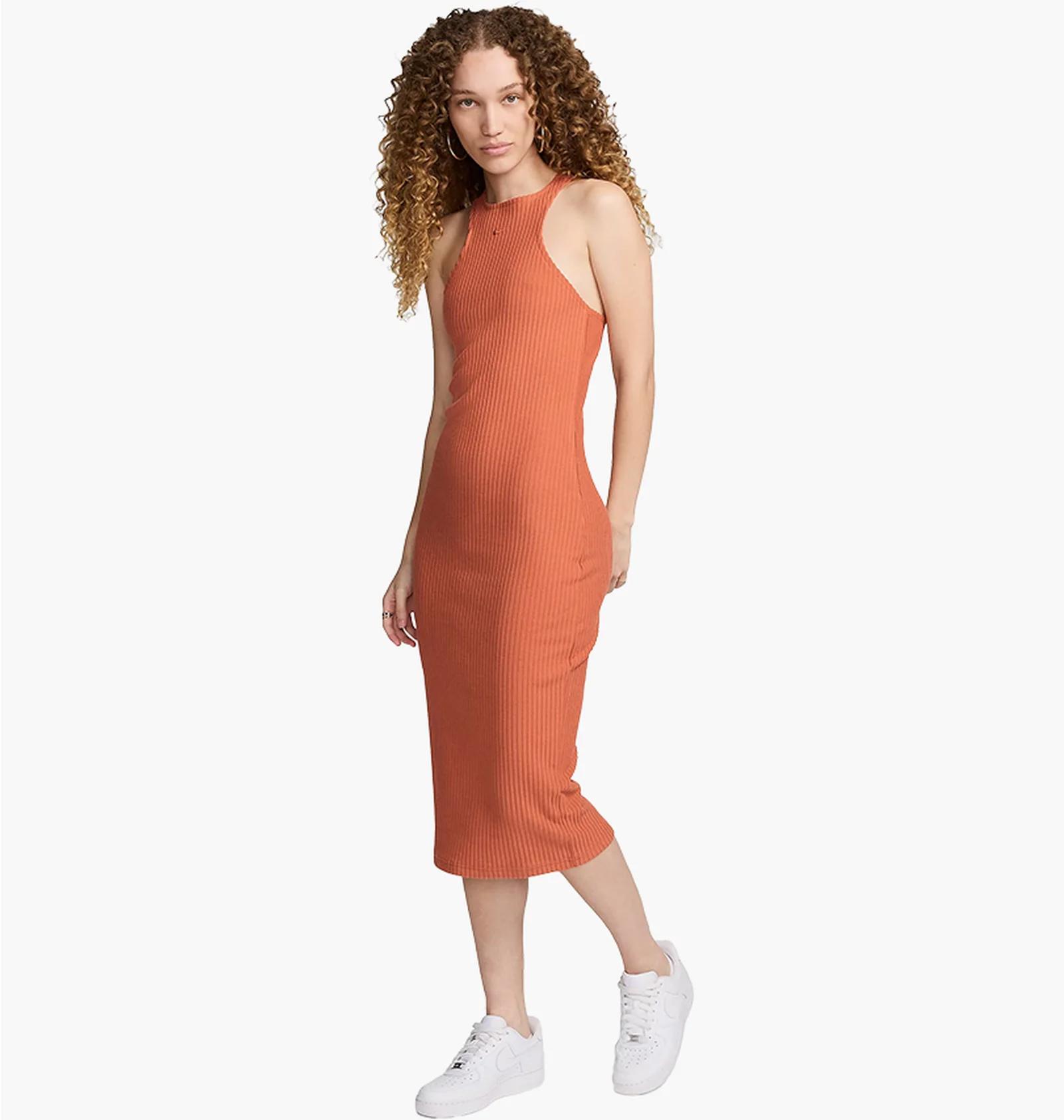 Плаття жіноче Nike Sportswear Chill Rib Slim Sleeveless Midi Dress Orange (FN3679-825) — фото 1