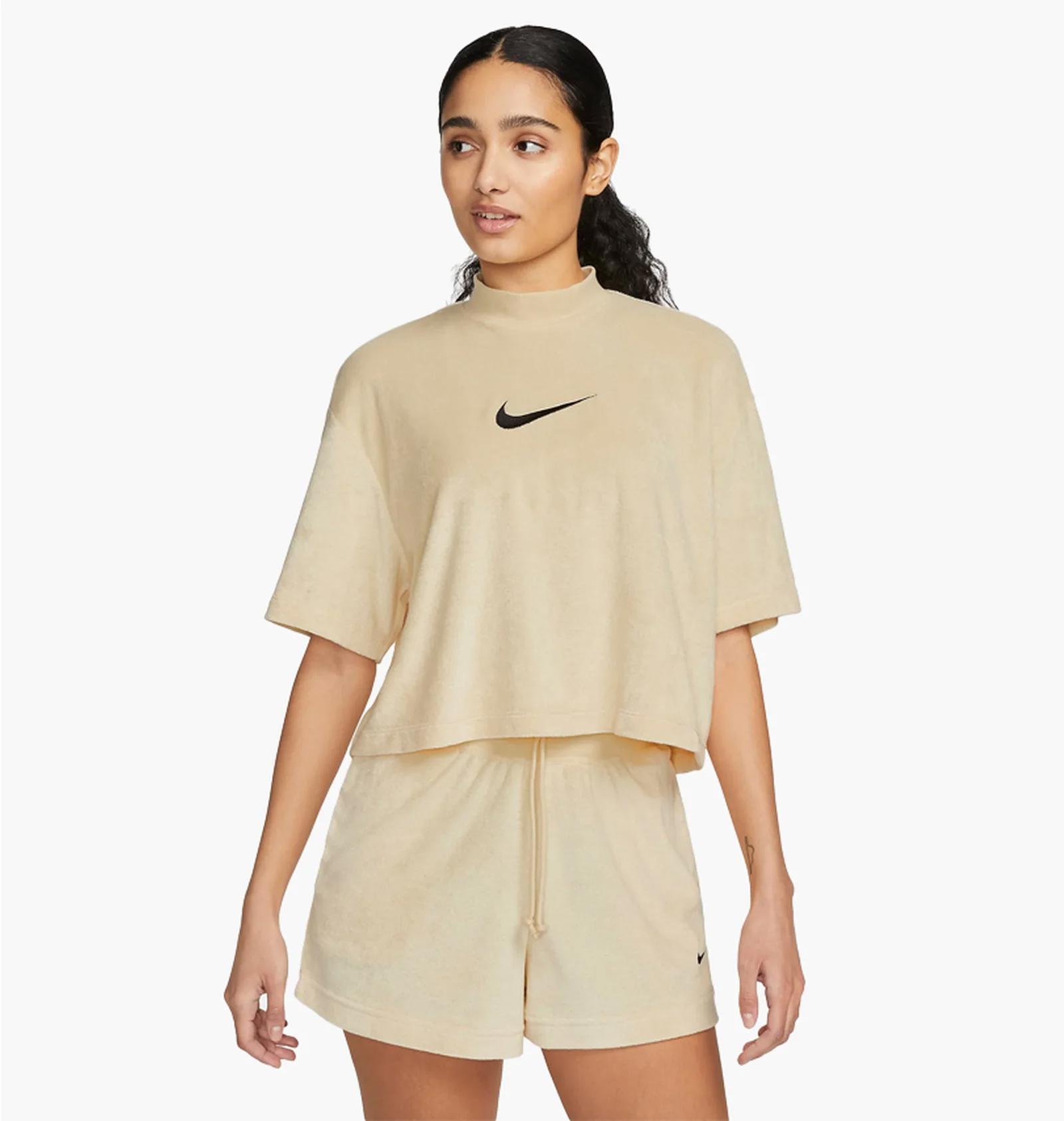 Футболка жіноча Nike Sportswear Mock-Neck Short-Sleeve Terry Top (FJ4894-294) — фото 1