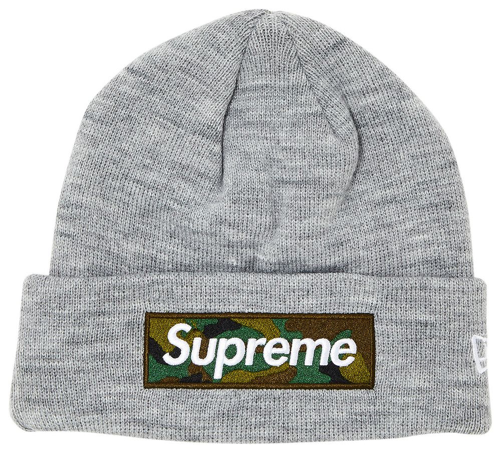 SUPREME NEW ERA BOX LOGO BEANIE HEATHER GREY — фото 1
