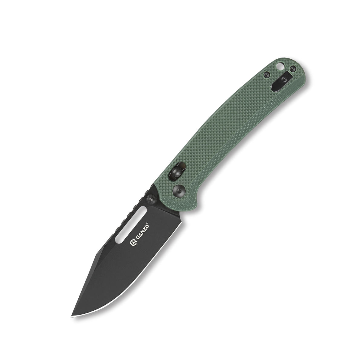 Ніж складаний туристичний Ganzo G768PT (8.8 см) D2 / G10 синьо-зелений, чорний клинок — фото 1