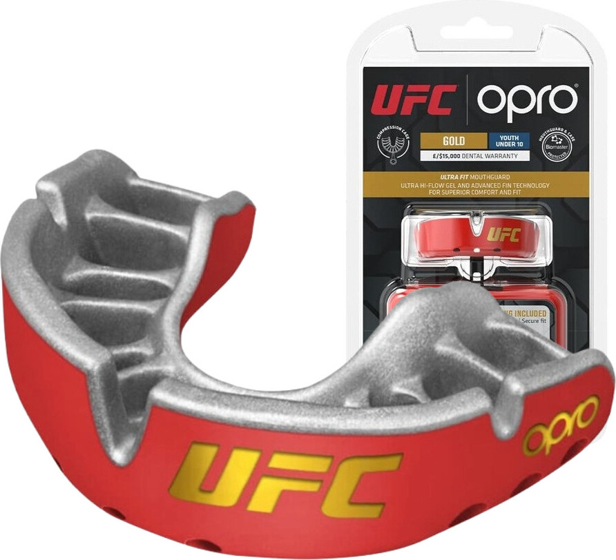 Капа OPRO Gold UFC дитяча (вік до 10р.) Red/Silver (art.102517002) — фото 3