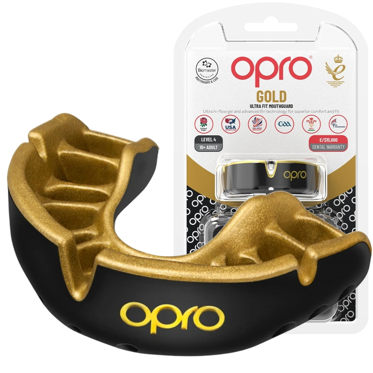 Капа OPRO Gold доросла (вік 11+) Black/Gold (art.102504001) — фото 1