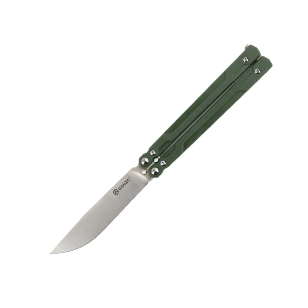 Нiж метелик (балiсонг) Ganzo G766 (8.9 см) 440С / G10 зелений — фото 1