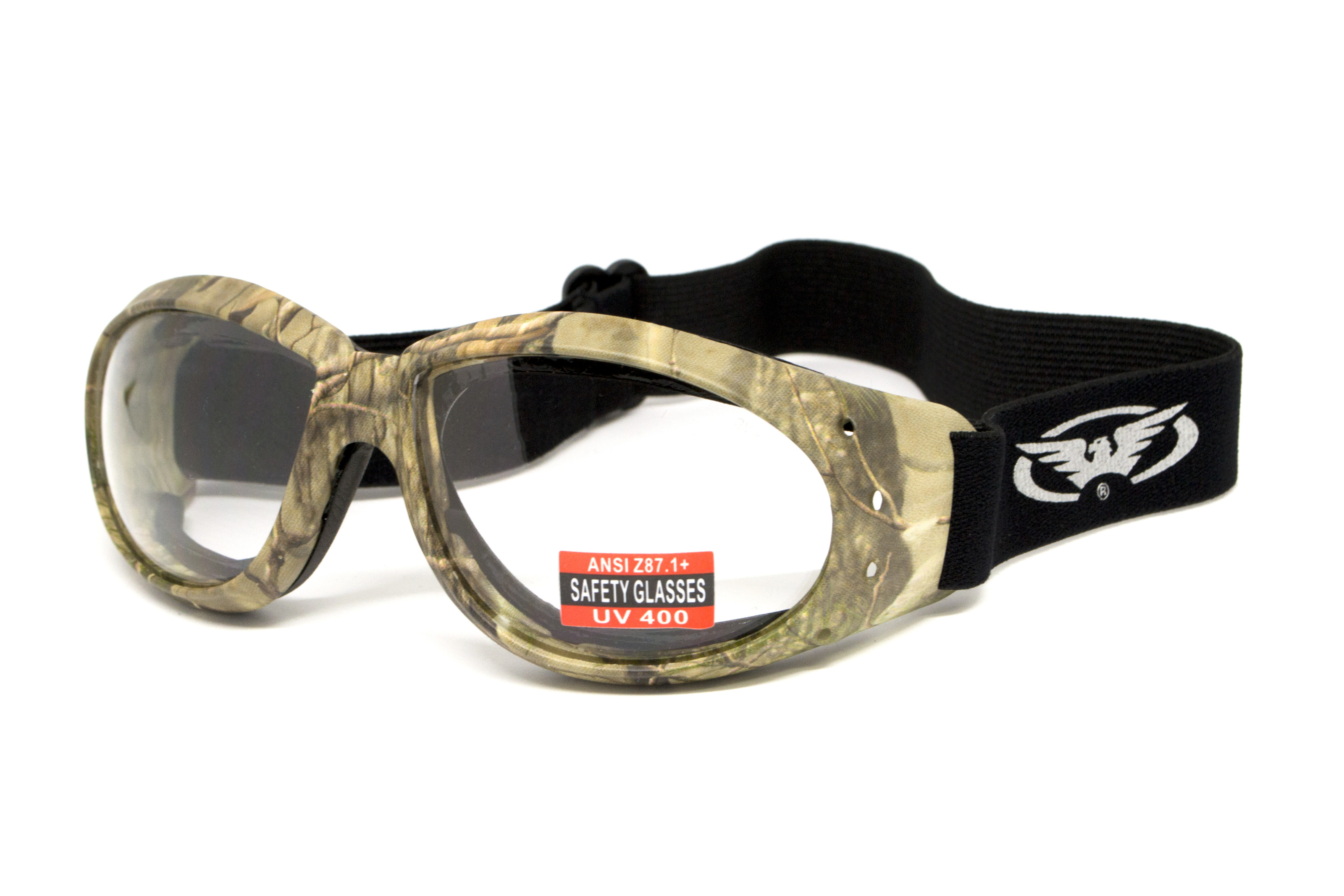 Очки защитные с уплотнителем Global Vision Eliminator Camo Forest (clear), прозрачные в камуфлированной оправе — фото 1