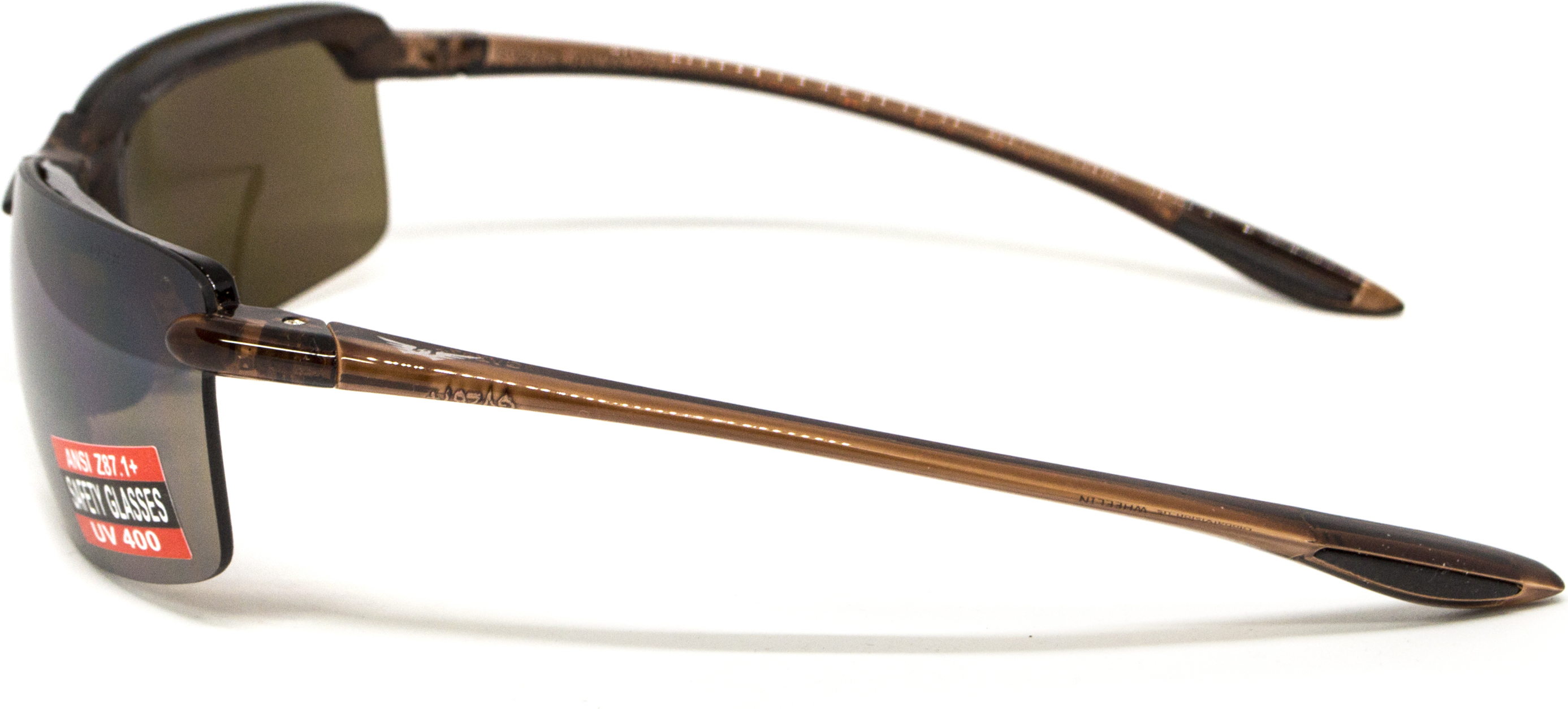 Очки защитные Global Vision Wheelin Crystal Brown (drive mirror), зеркальные коричневые линзы в полупрозрачной коричневой оправе — фото 15