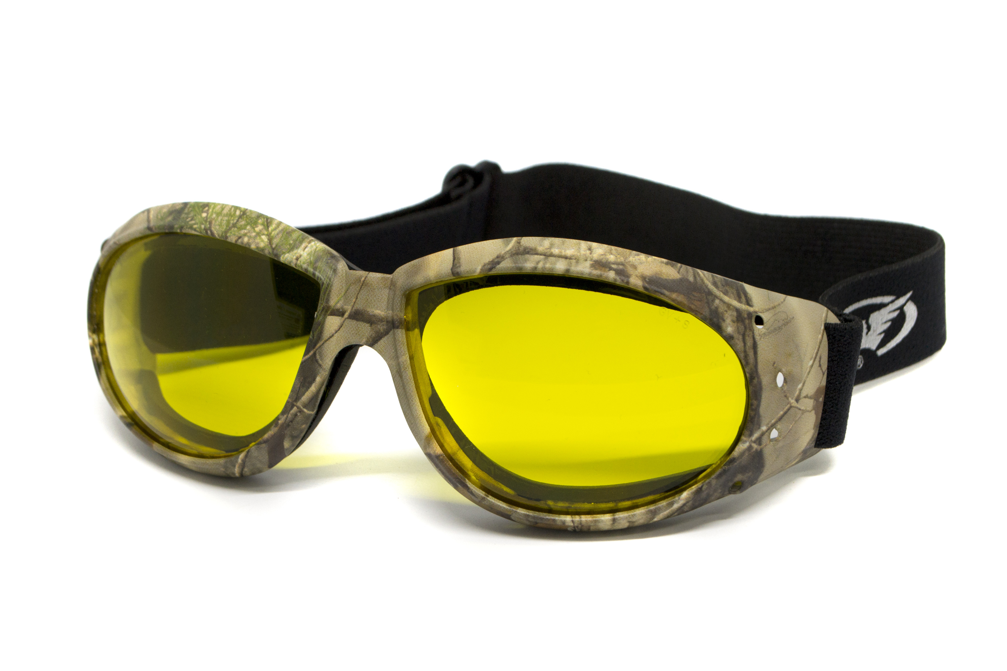Очки защитные с уплотнителем Global Vision Eliminator Camo Forest (yellow), желтые в камуфлированной оправе — фото 1