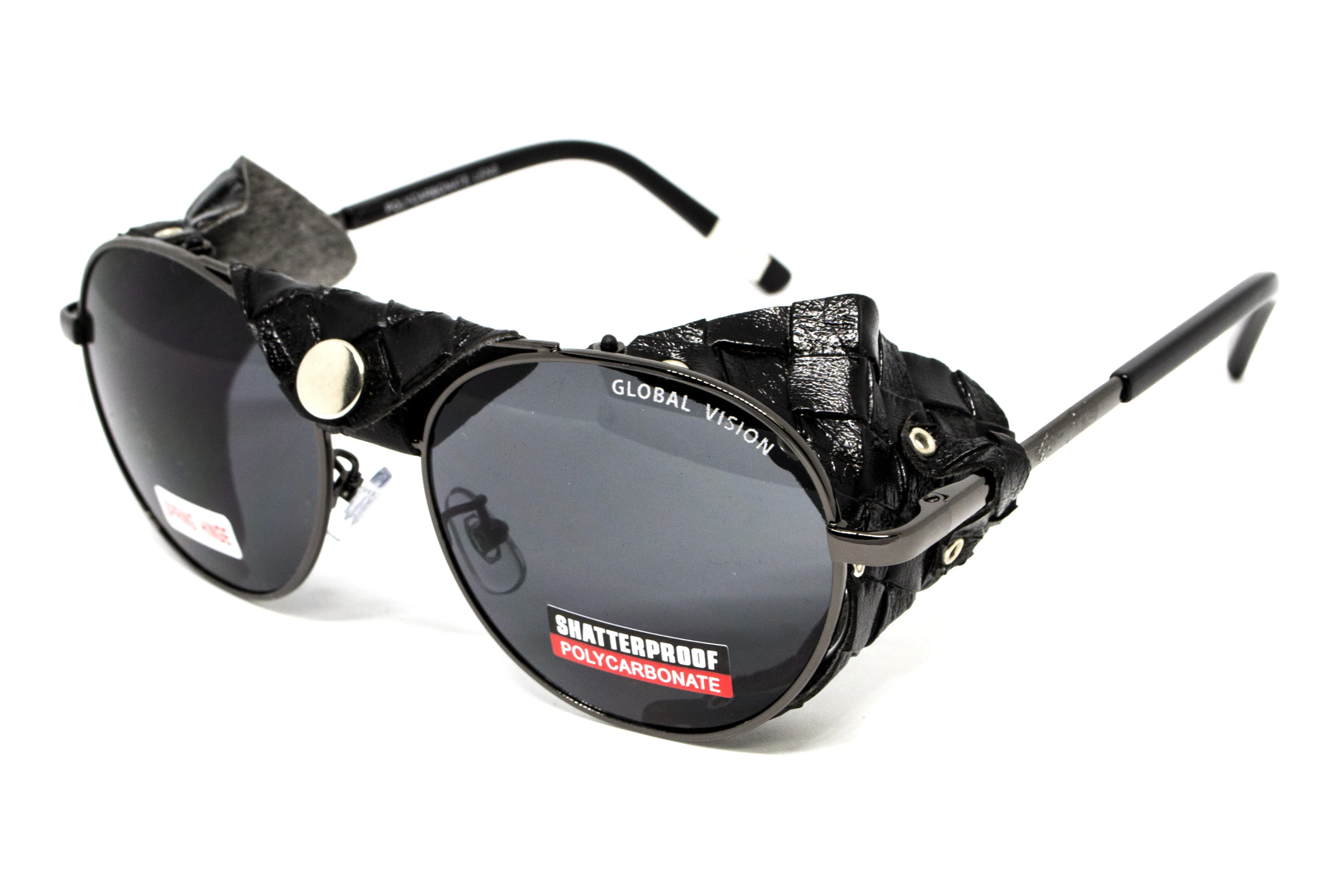 Очки защитные Global Vision Aviator-5 GunMetal (gray), серые в темной оправе со съёмным уплотнителем из синтетитечской "кожи" — фото 1