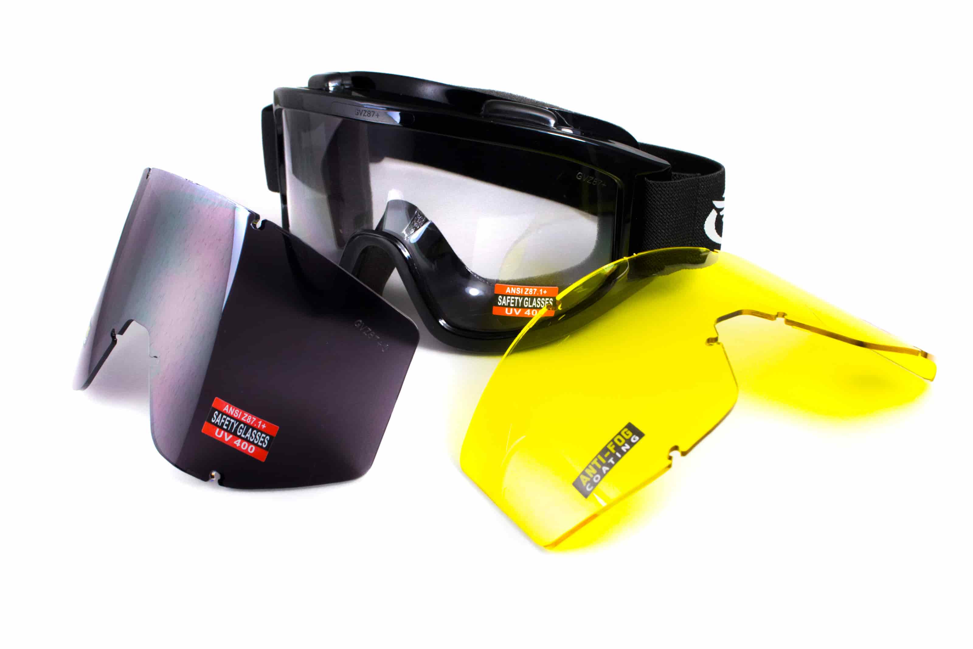 Защитные очки Global Vision Wind-Shield 3 lens KIT Anti-Fog, три сменных линзы — фото 1