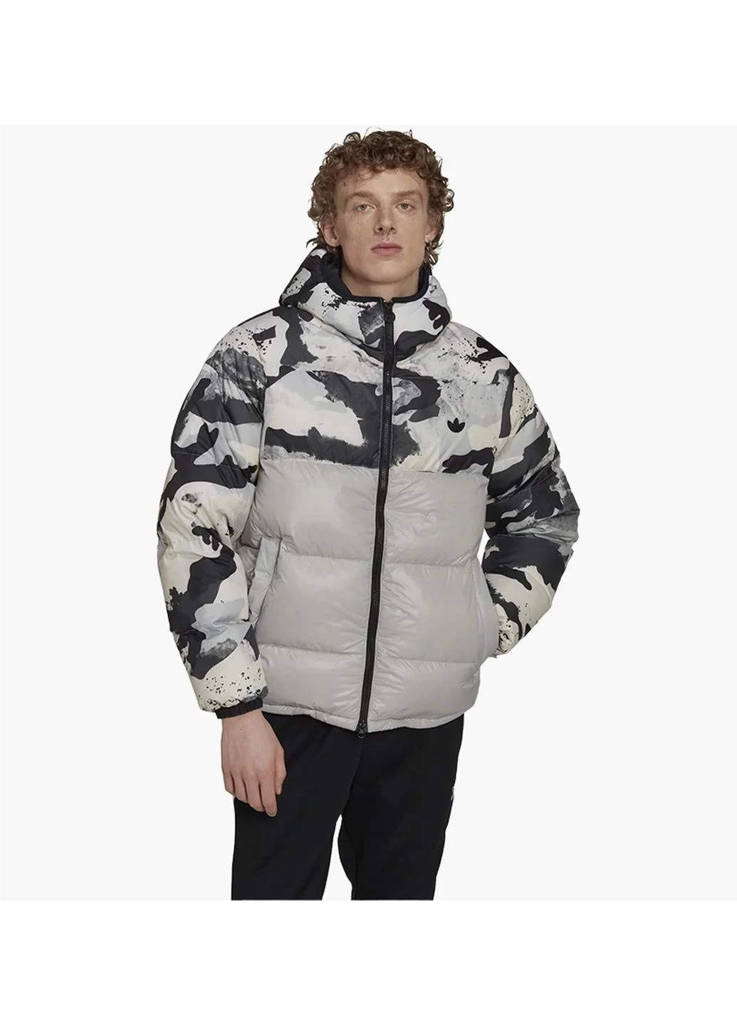Пуховик чоловічий Adidas Down Regen Camo Hooded Puffer Jacket Grey — фото 1