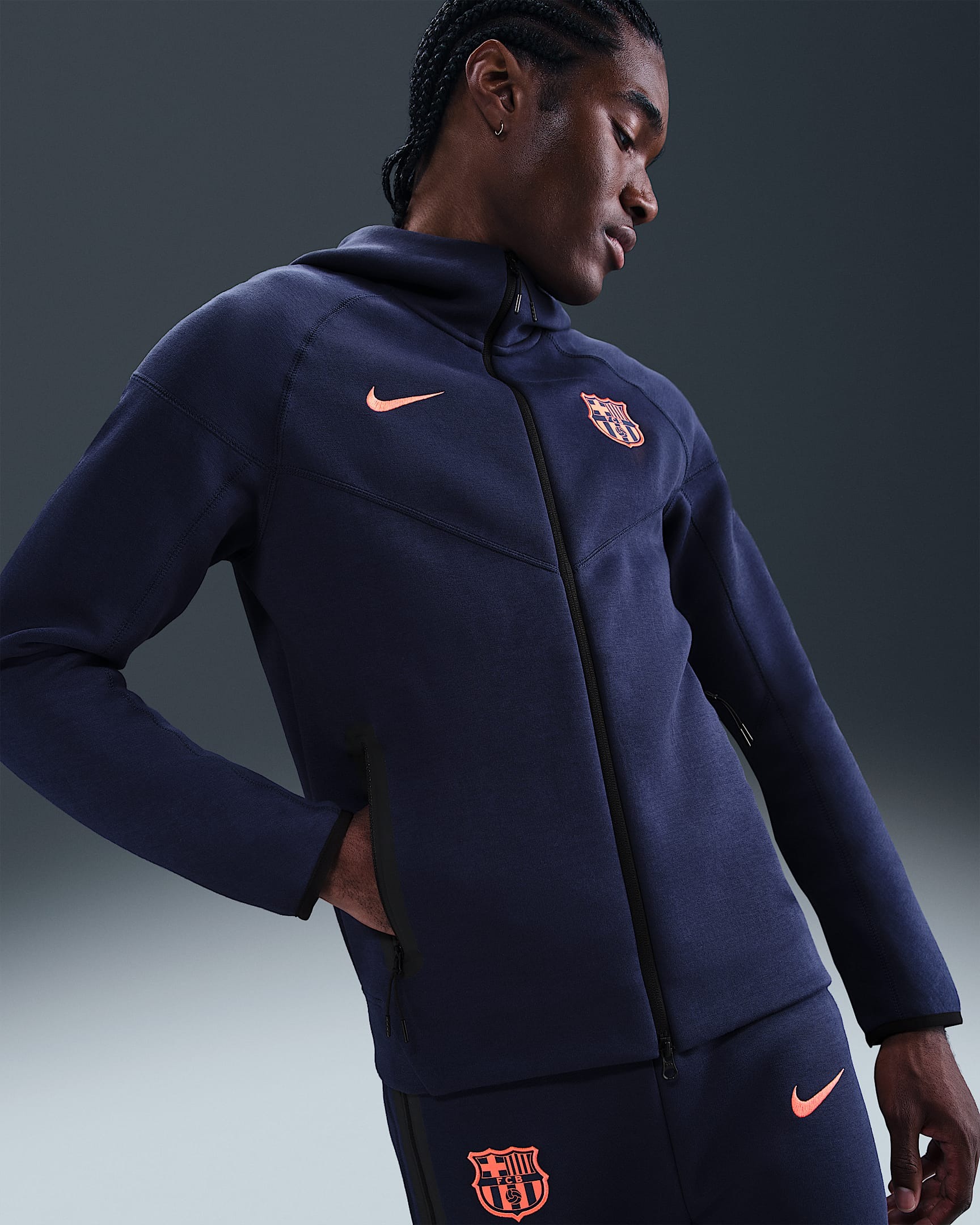 Кофта чоловіча Nike Sportswear Fc Barcelona Tech Fleece Blue (HQ1829-411) — фото 1