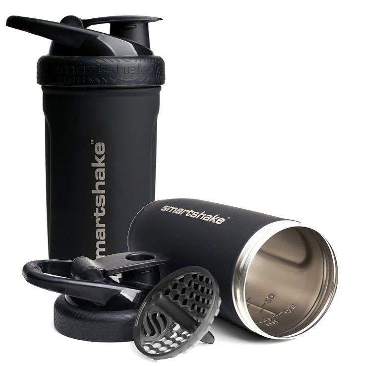 Шейкер спортивний SmartShake металевий Reforce Stainless Steel 30oz/900ml Black — фото 1