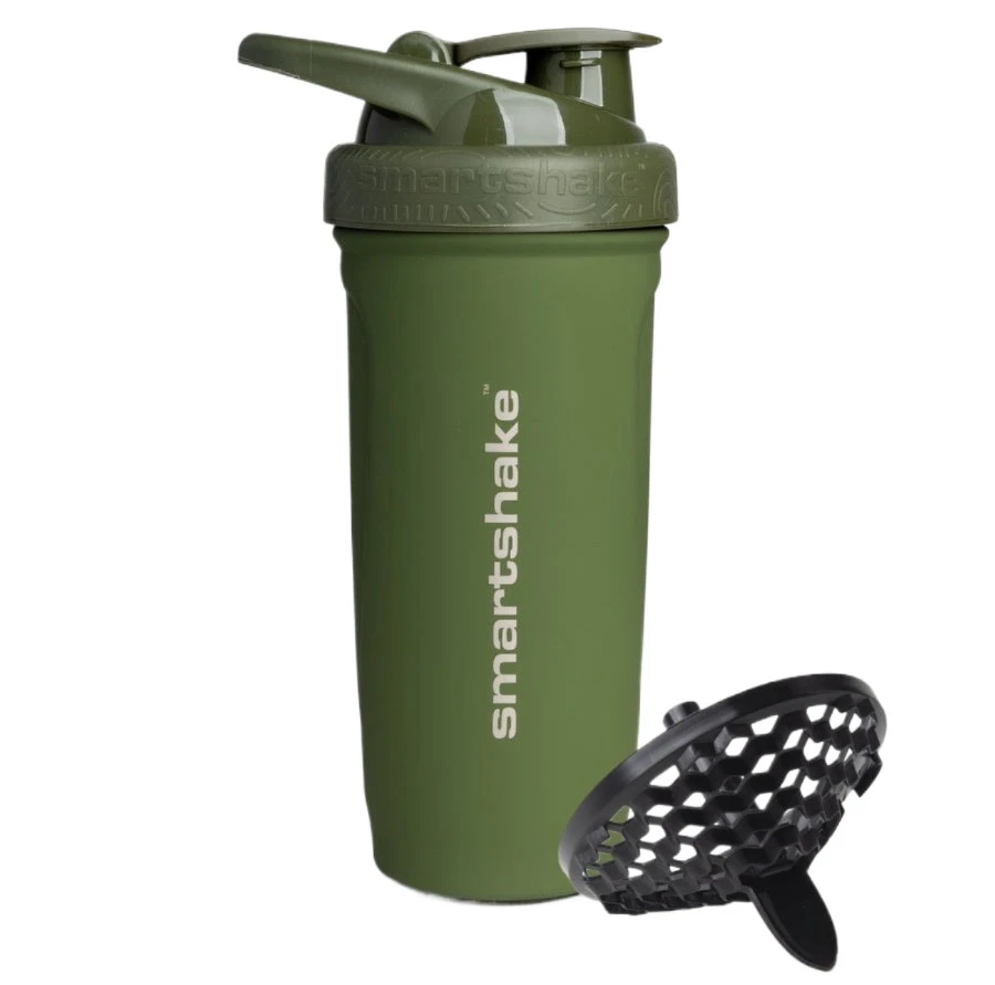 Шейкер спортивний SmartShake металевий Reforce Stainless Steel 30oz/900ml Army Green — фото 1