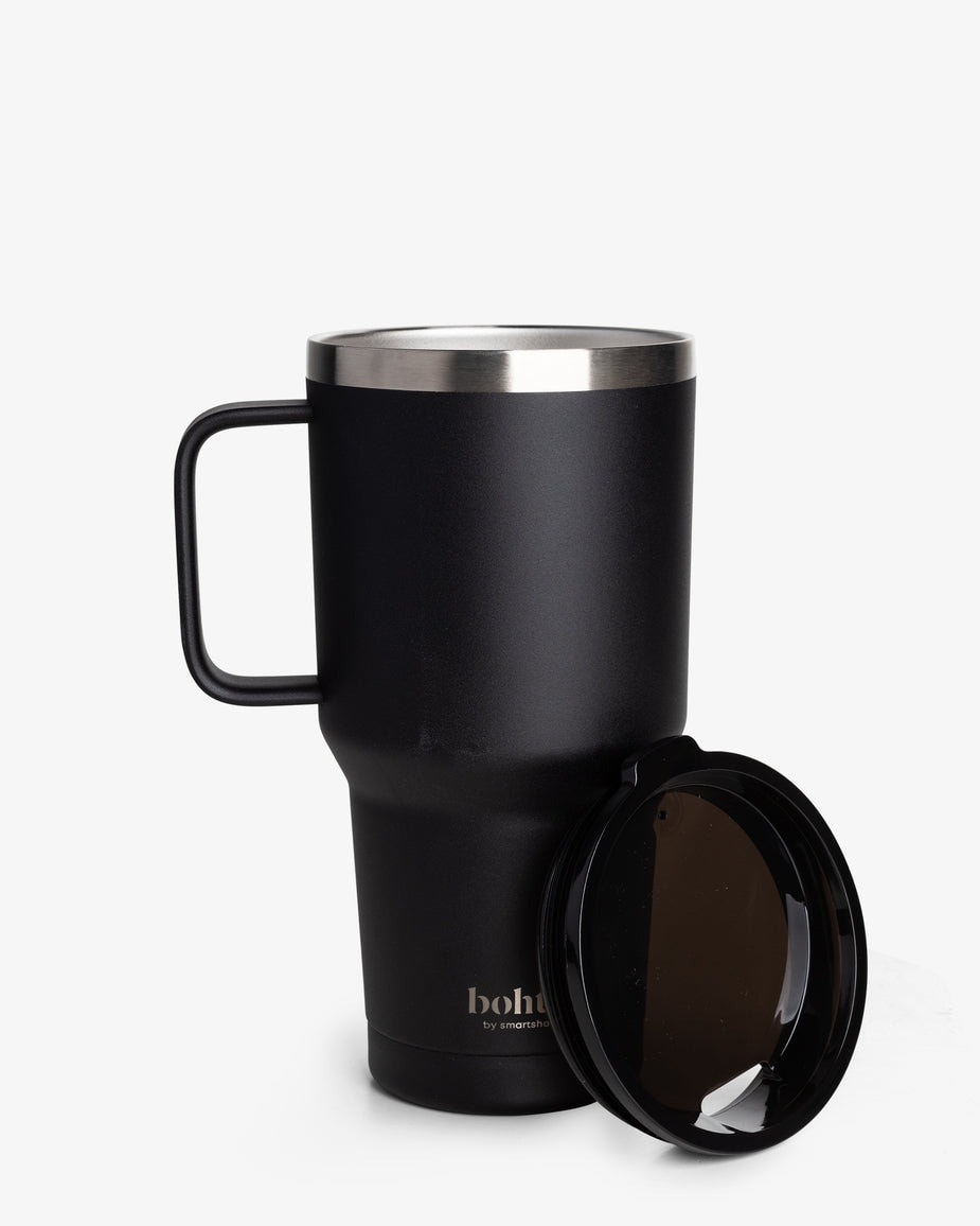 Термостакан (ізольована чашка) Bohtal з ручкою з нержавіючої сталі Tumbler Black 900 ml — фото 1