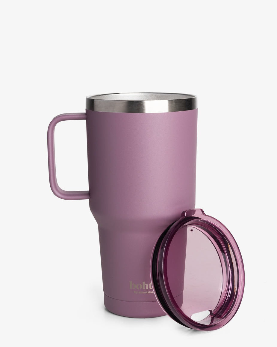 Термостакан (ізольована чашка) Bohtal з ручкою з нержавіючої сталі Tumbler Plum 900 ml — фото 1