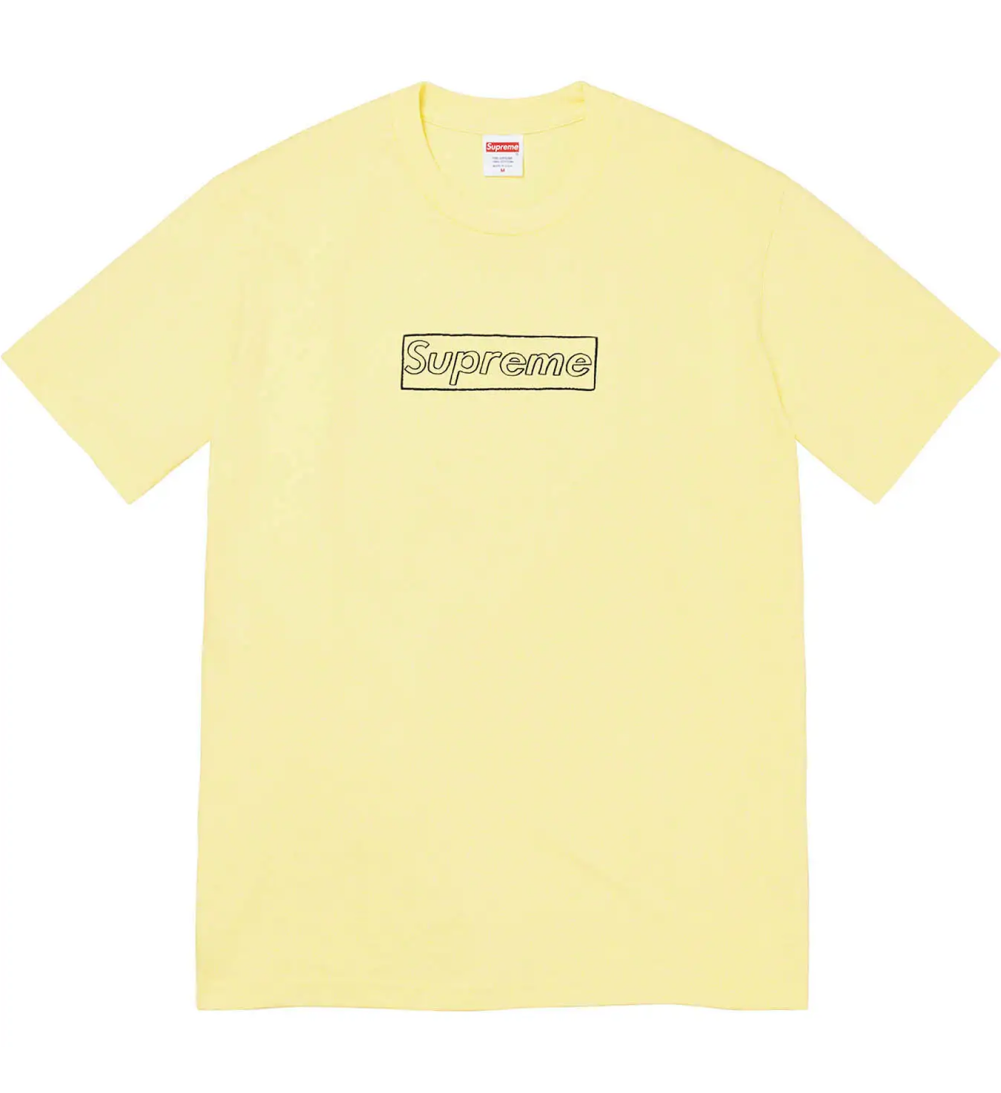 Футболка Supreme Kaws Chalk Logo Tee Pale Yellow — фото 1