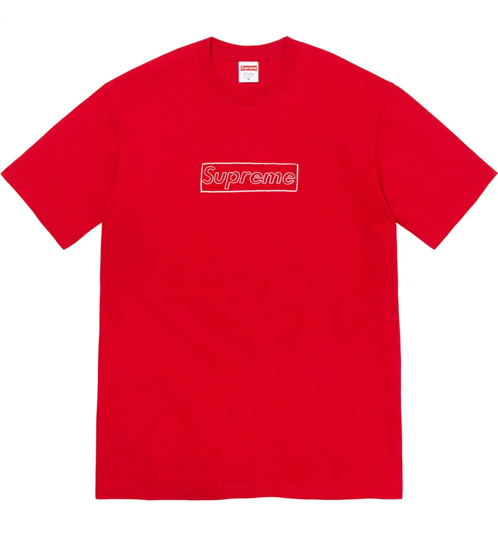 Футболка Supreme Kaws Chalk Logo Tee Pale red — фото 1