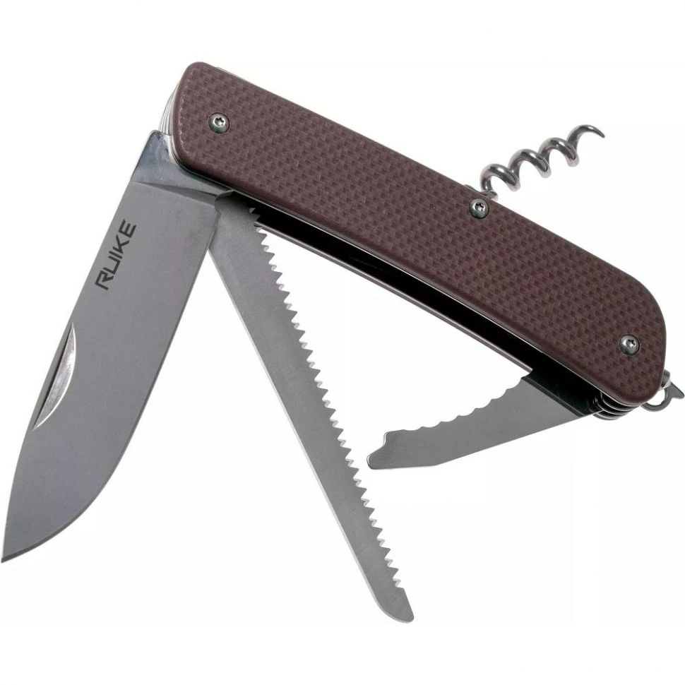 Багатофункціональний ніж Ruike Criterion L32, (8.5 см) 12C27 / G10 коричневий, 13 інстр. — фото 1
