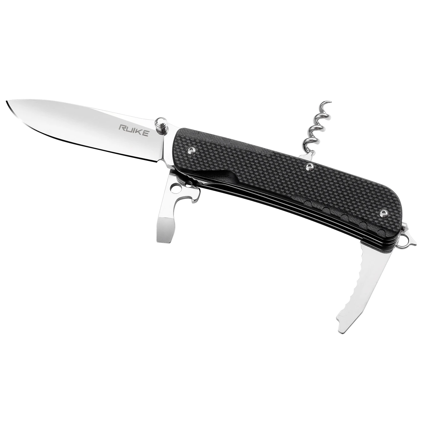 Багатофункціональний ніж Ruike Trekker LD21-B, (8.5 см) 12C27 / G10 чорний, 12 інстр. — фото 1