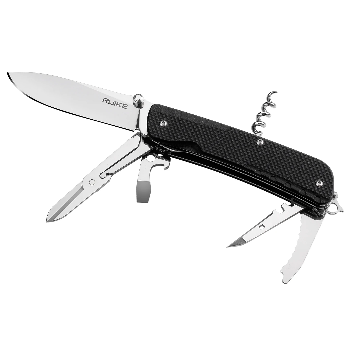 Багатофункціональний ніж Ruike Trekker LD31-B, (8.5 см) 12C27 / G10 чорний, 14 інстр. — фото 1