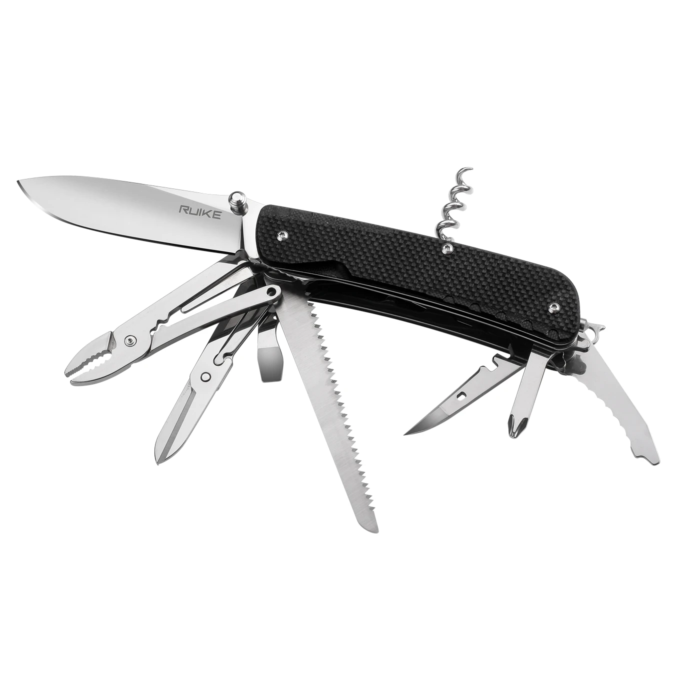 Багатофункціональний ніж Ruike Trekker LD51-B, (8.5 см) 12C27 / G10 чорний, 23 інстр. — фото 1