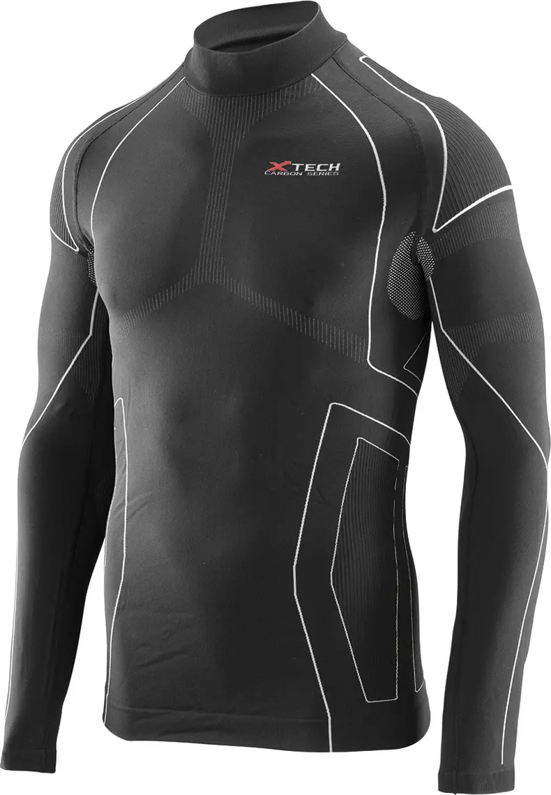 Термокофта з комірцем (лонгслів) X TECH Maglia Race 3 Munica Lunga  lupetto Nero XXL/XXXL Чорна — фото 3