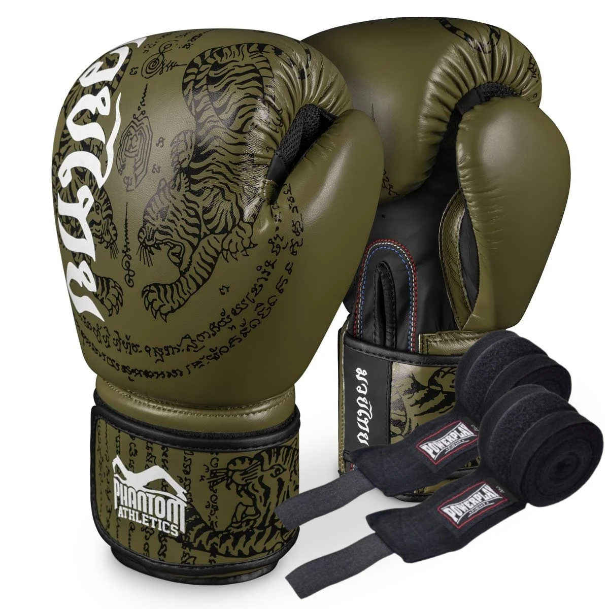 Боксерські рукавиці Phantom Muay Thai Army 10 унцій (Бинти 4м. в подарунок) — фото 1