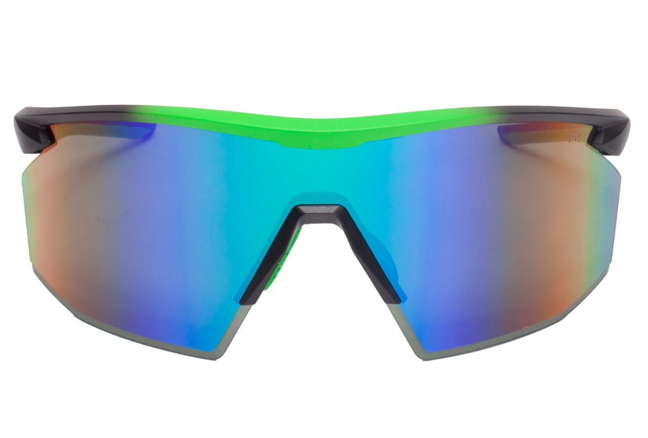Очки защитные Pyramex PMXSPEC (green mirror) Anti-Fog, сине-зелёные зеркальные линзы в чёрно-зелёной оправе — фото 3