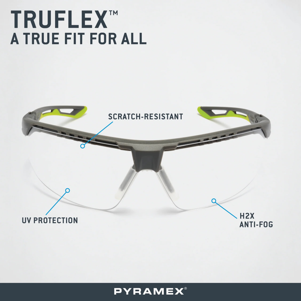 Защитные очки Pyramex Truflex Grey-Lime (clear) Anti-Fog, прозрачные в серо-лаймовой оправе — фото 12