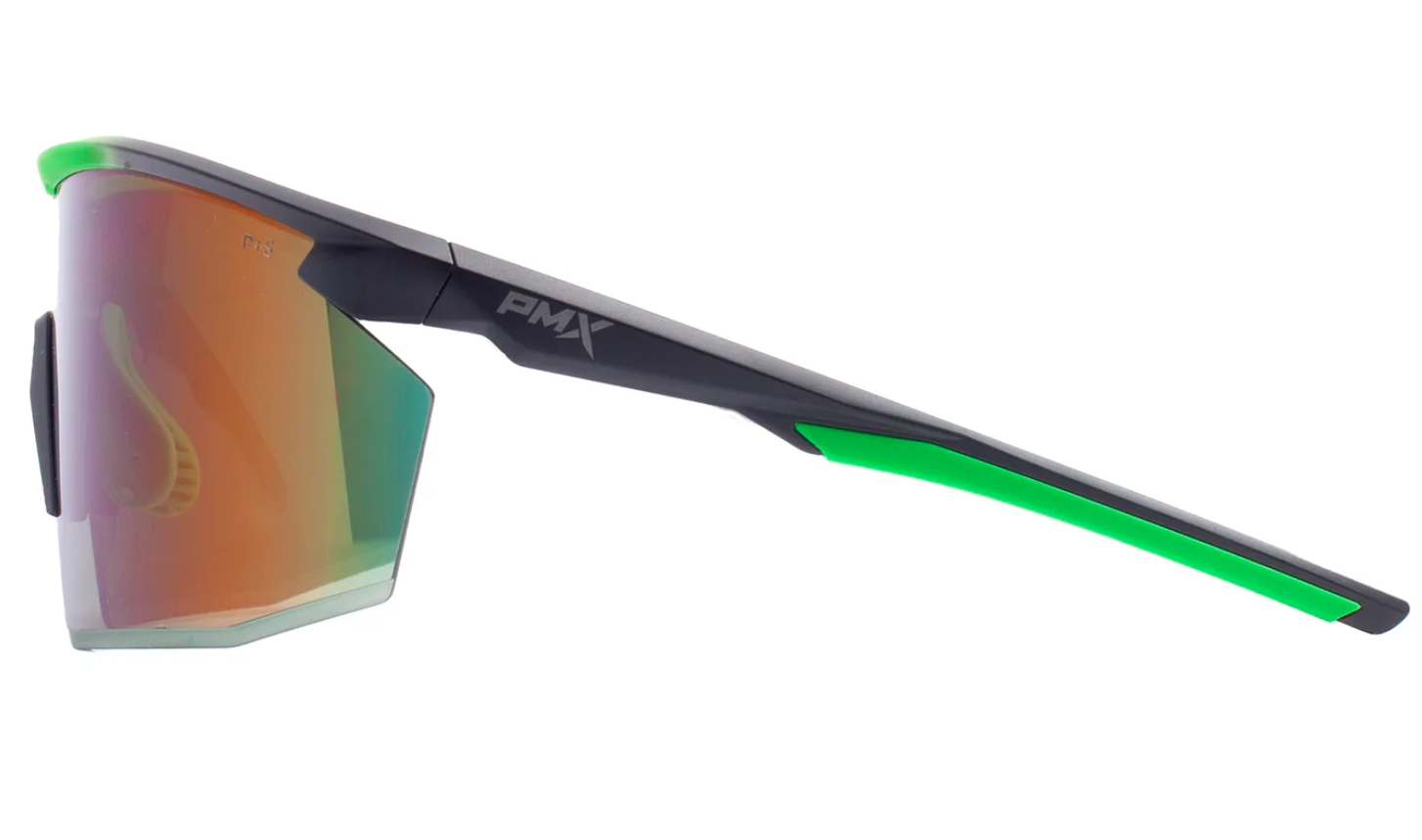 Очки защитные Pyramex PMXSPEC (green mirror) Anti-Fog, сине-зелёные зеркальные линзы в чёрно-зелёной оправе — фото 5