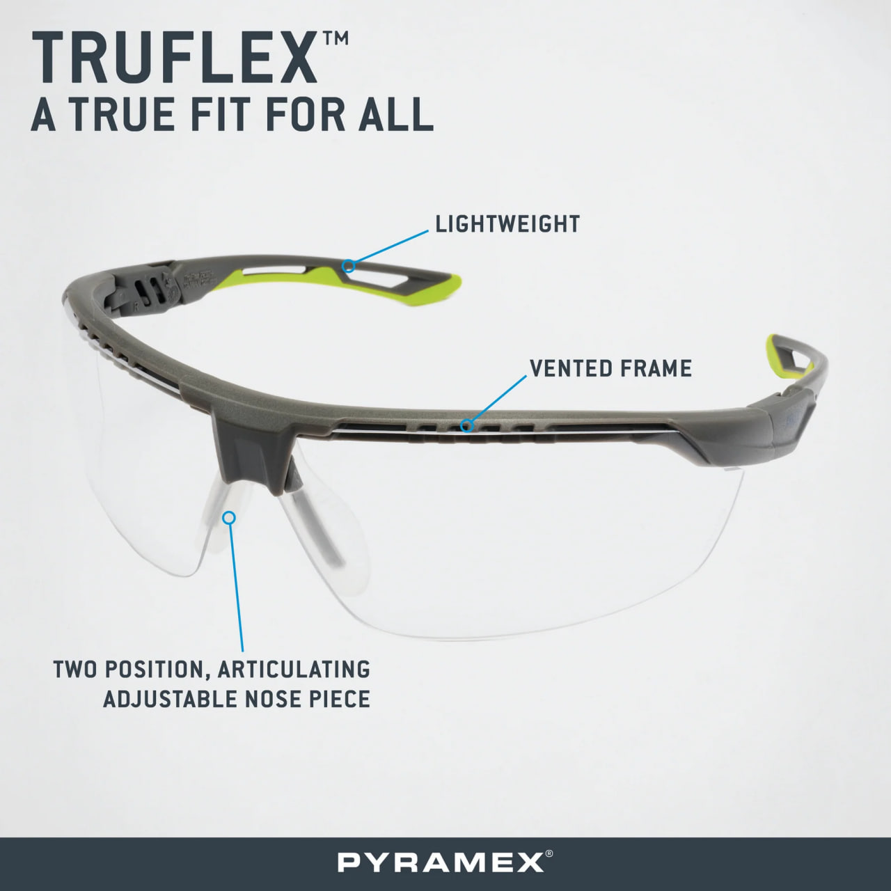 Защитные очки Pyramex Truflex Grey-Lime (clear) Anti-Fog, прозрачные в серо-лаймовой оправе — фото 13