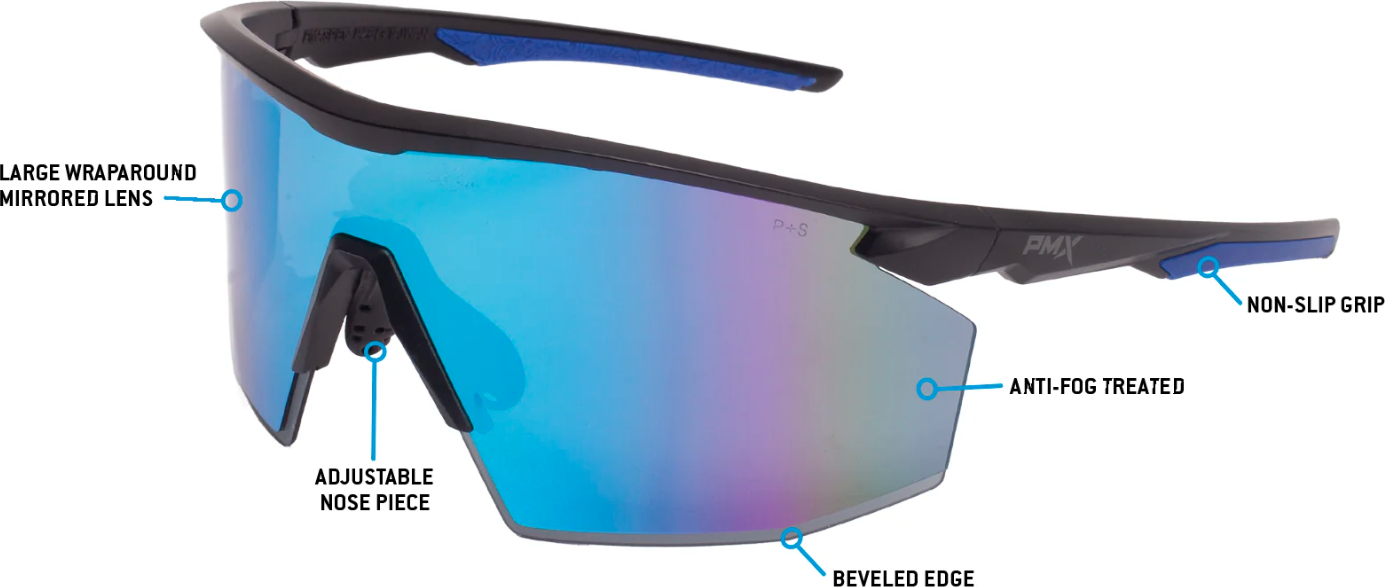 Очки защитные Pyramex PMXSPEC (blue mirror) Anti-Fog, синие зеркальные линзы в чёрно-синей оправе — фото 4