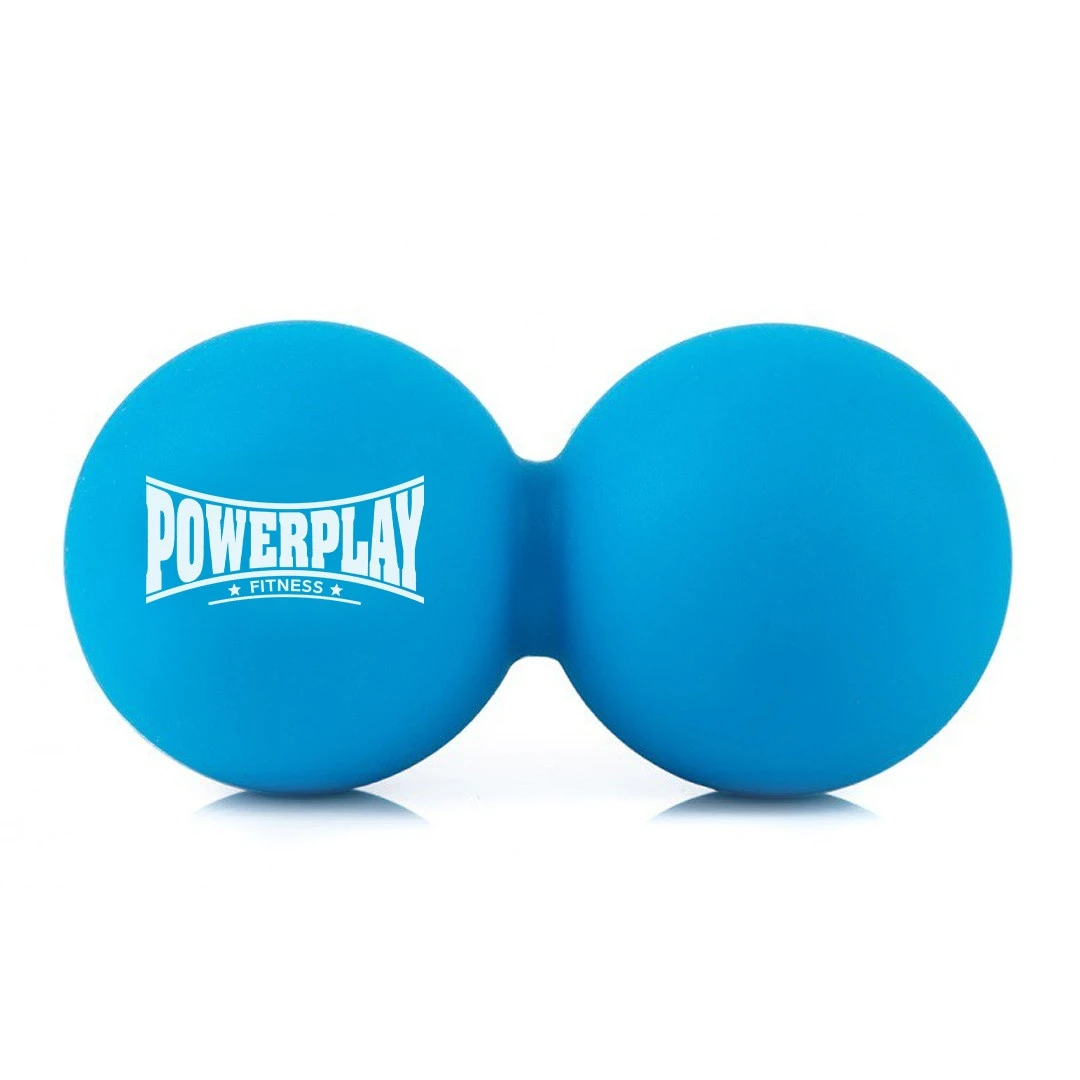 Масажний силіконовий подвійний м'яч PowerPlay PP-4355 Silicone Lacrosse Peanut Ball (6.3*12.6см.) Синій — фото 1