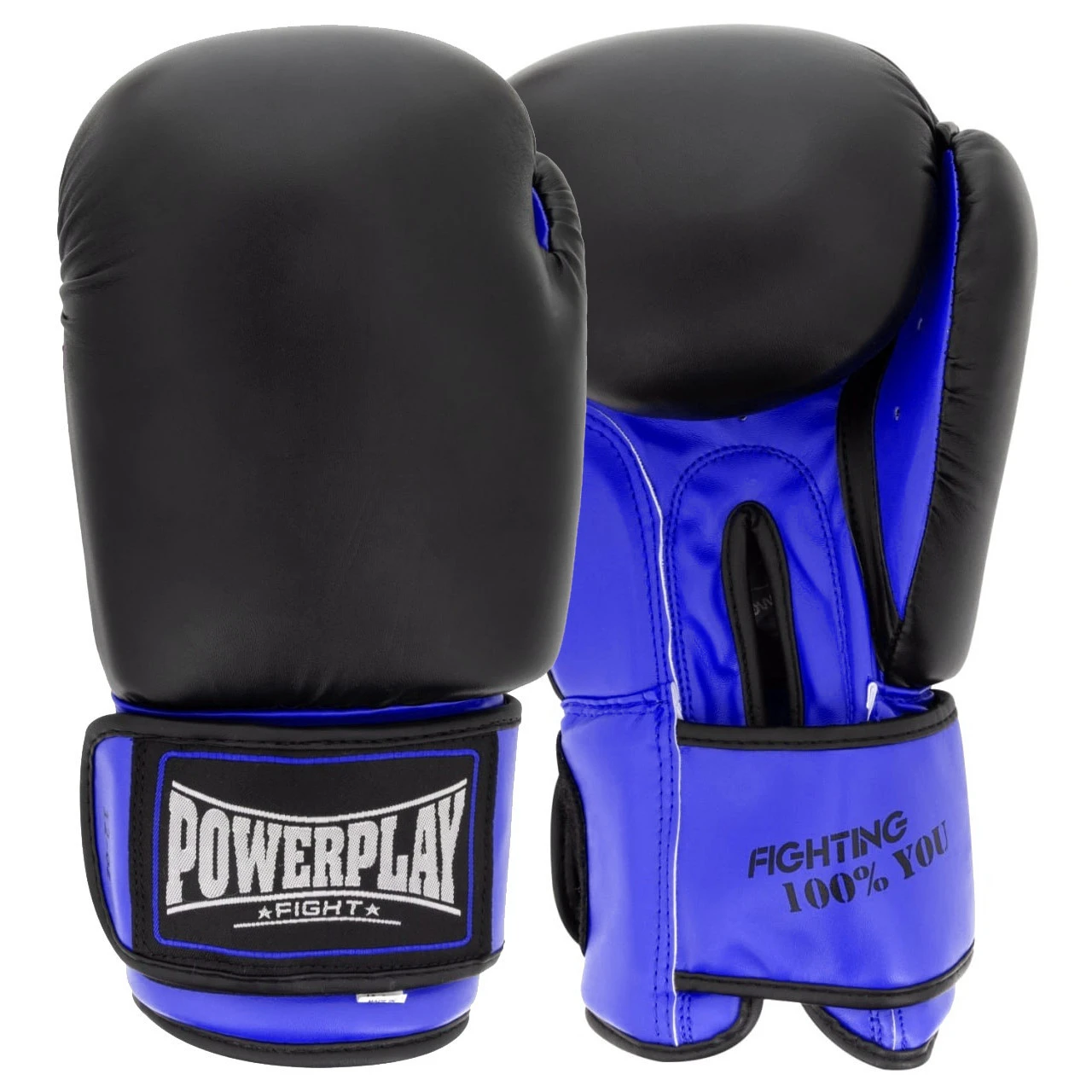 Боксерські рукавиці PowerPlay 3004 Classic Чорно-Сині 12 унцій — фото 1