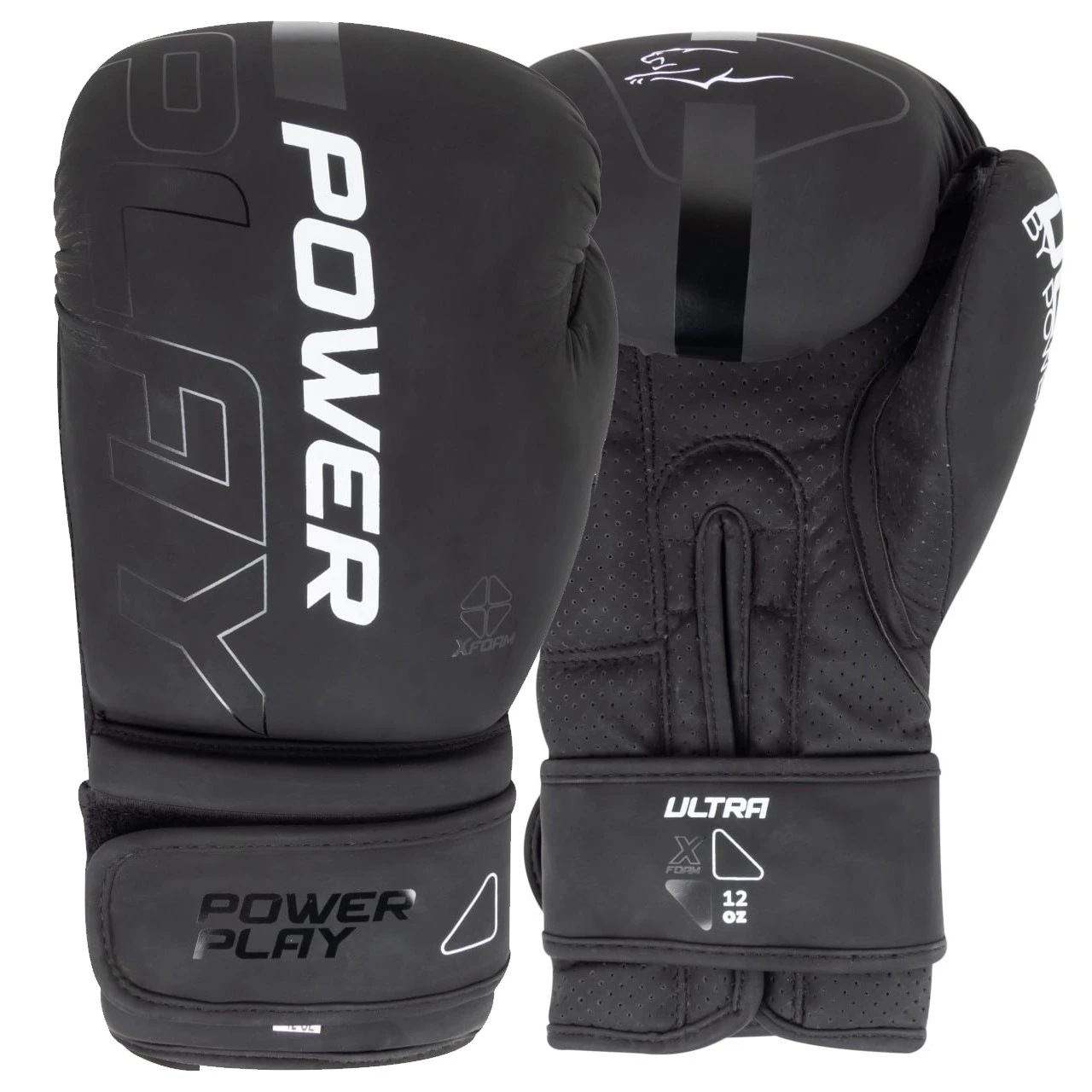Боксерські рукавиці PowerPlay 3024 Ultra Mat Чорно-Білі 12 унцій — фото 1
