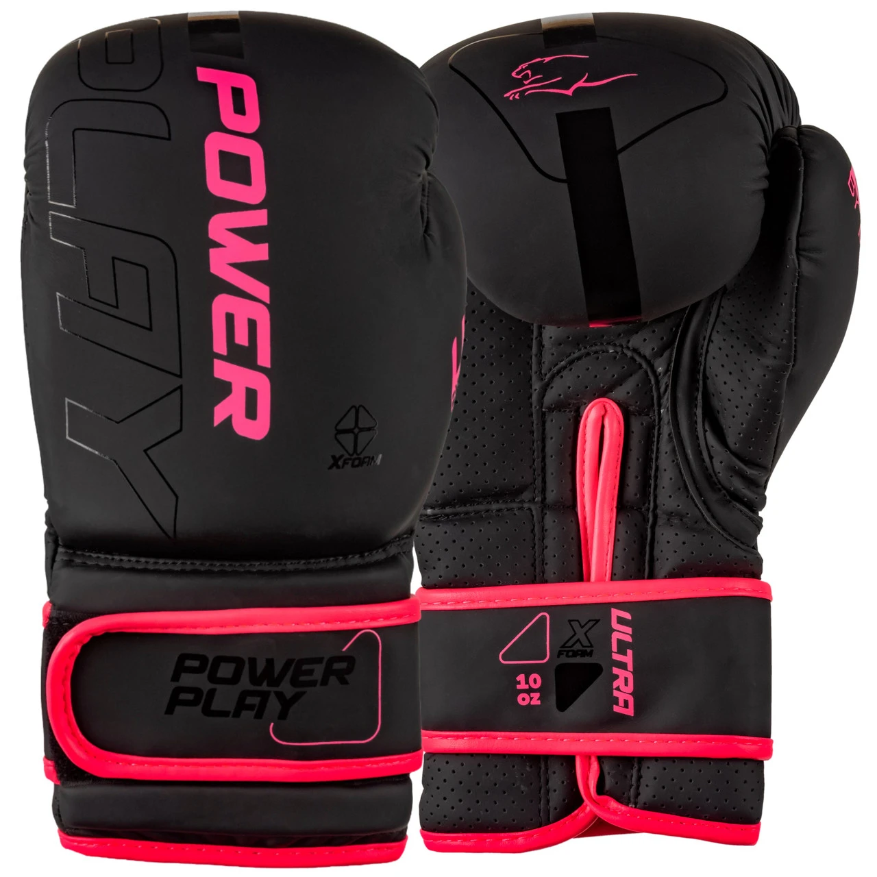 Боксерські рукавиці PowerPlay 3024 Ultra Mat Чорно-Рожеві 8 унцій — фото 1