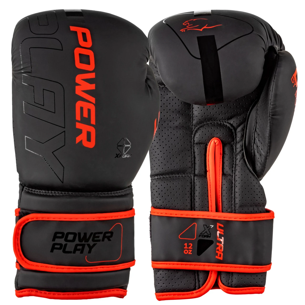 Боксерські рукавиці PowerPlay 3024 Ultra Mat Чорно-Червоні 8 унцій — фото 1