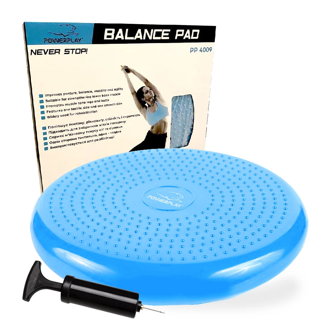 Балансувальна масажна подушка PowerPlay 4009 Balance Pad (Ø33) Синя — фото 1