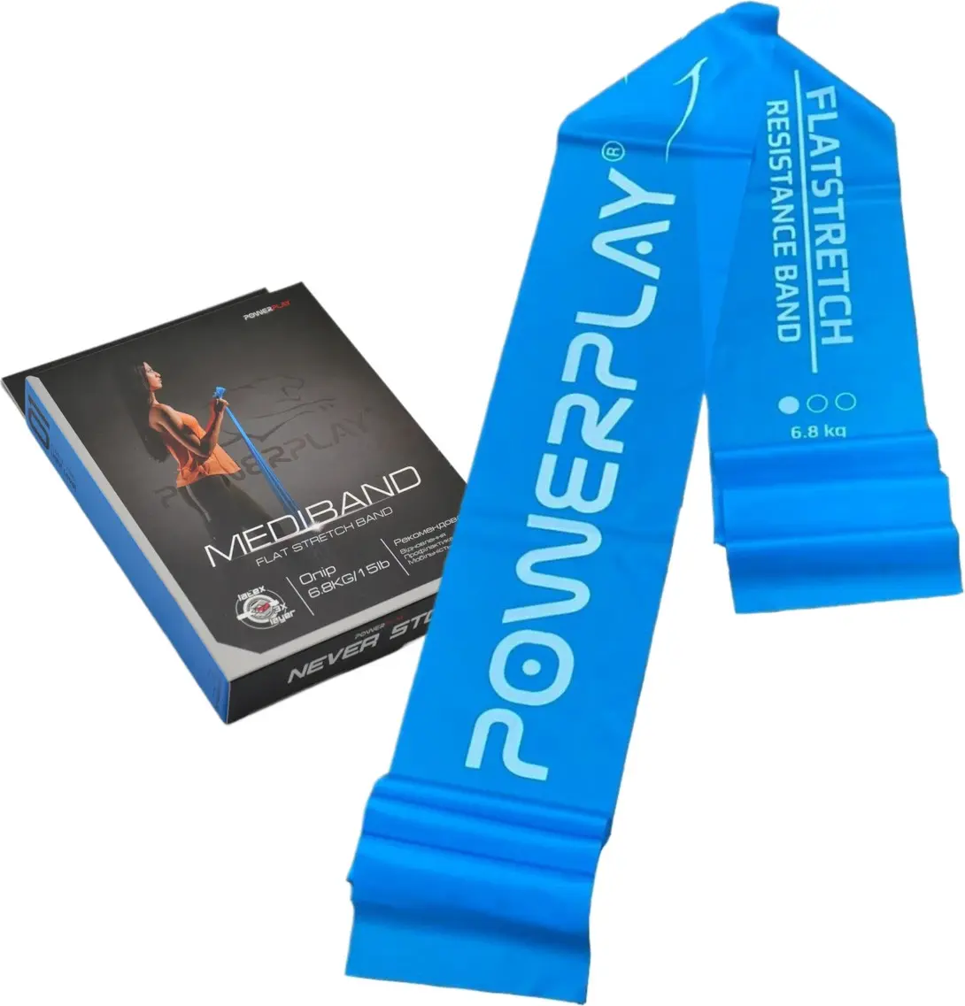 Стрічка-еспандер для фітнесу та реабілітації PowerPlay 4112 0.4мм MediBand Light Синя (6.8 кг) — фото 2