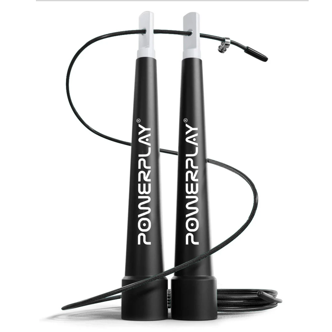 Скакалка швидкісна PowerPlay 4202 Ultra Speed Rope Чорна (2,9m.) — фото 1
