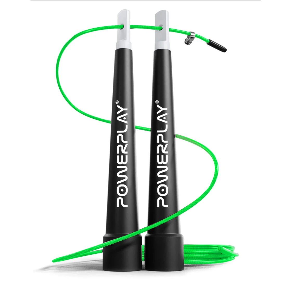 Скакалка швидкісна PowerPlay 4202 Ultra Speed Rope Зелена (2,9m.) — фото 1
