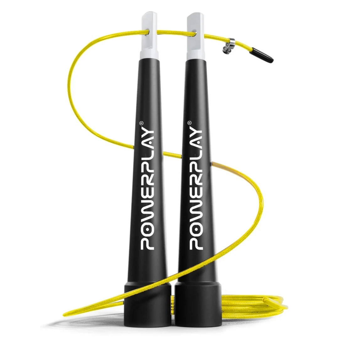 Скакалка швидкісна PowerPlay 4202 Ultra Speed Rope Жовта (2,9m.) — фото 1
