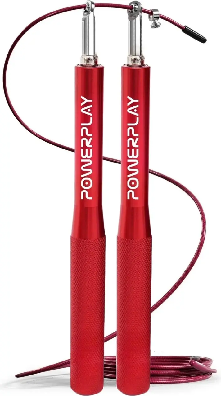 Скакалка швидкісна на підшипниках алюмінієва PowerPlay 4207 Elite Jump Rope Червона (3m.) — фото 2