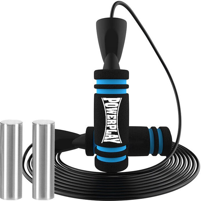 Скакалка швидкісна PowerPlay 4212 X ROPE з обтяжувачами Чорно/Синя (120г*2) 3м. — фото 2