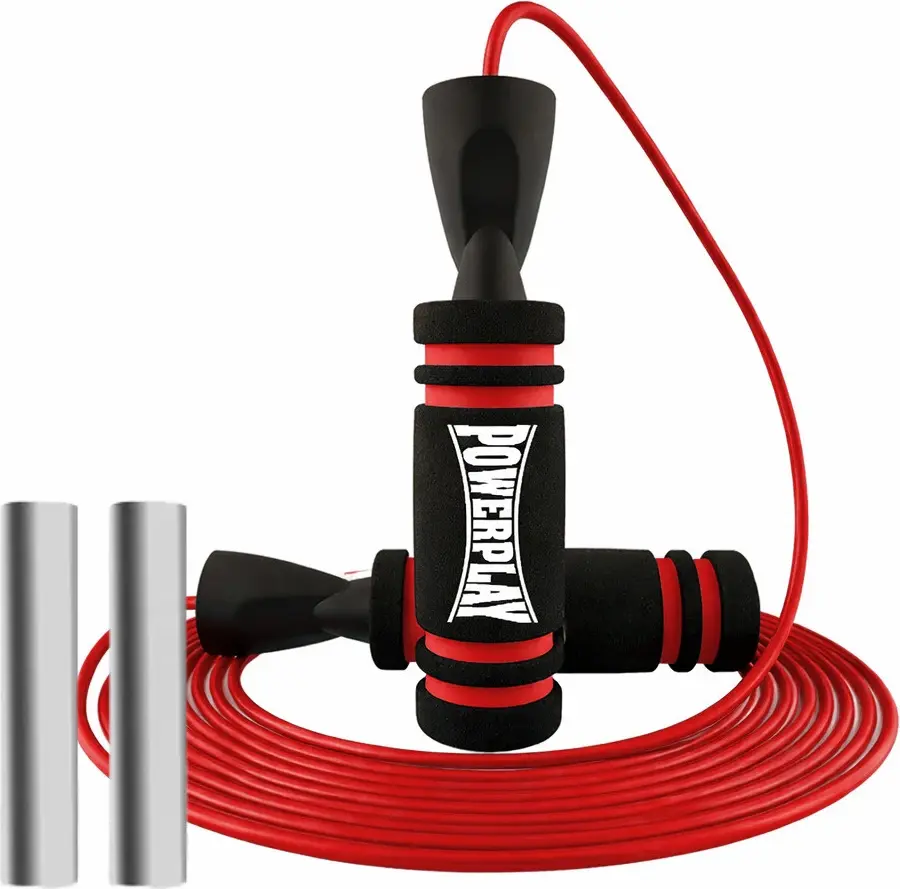 Скакалка швидкісна PowerPlay 4212 X ROPE з обтяжувачами Чорно/Червона (120г*2) 3м. — фото 2