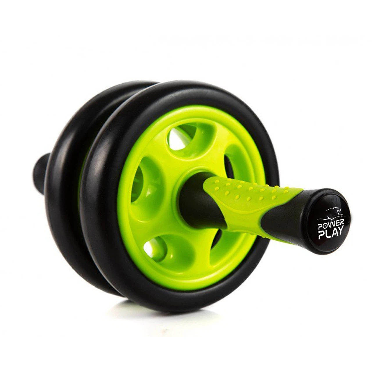 Колесо для преса подвійне PowerPlay 4327 Dual-Core Ab Wheel  Чорно-зелене — фото 1