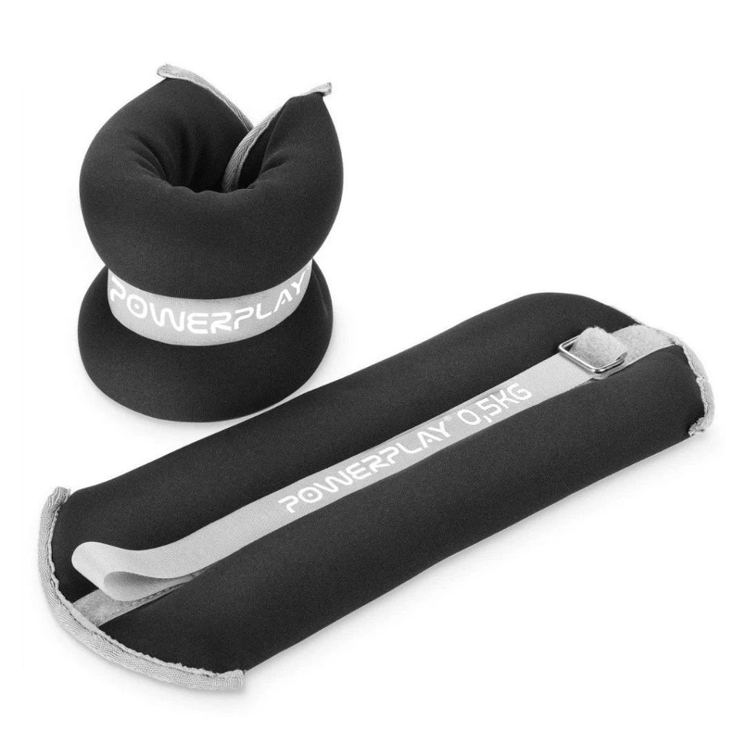 Обважнювачі-манжети для ніг та рук PowerPlay PP-4349 Ankle/Wrist Weights (2шт.*0.5 kg) (пара) Чорні — фото 1